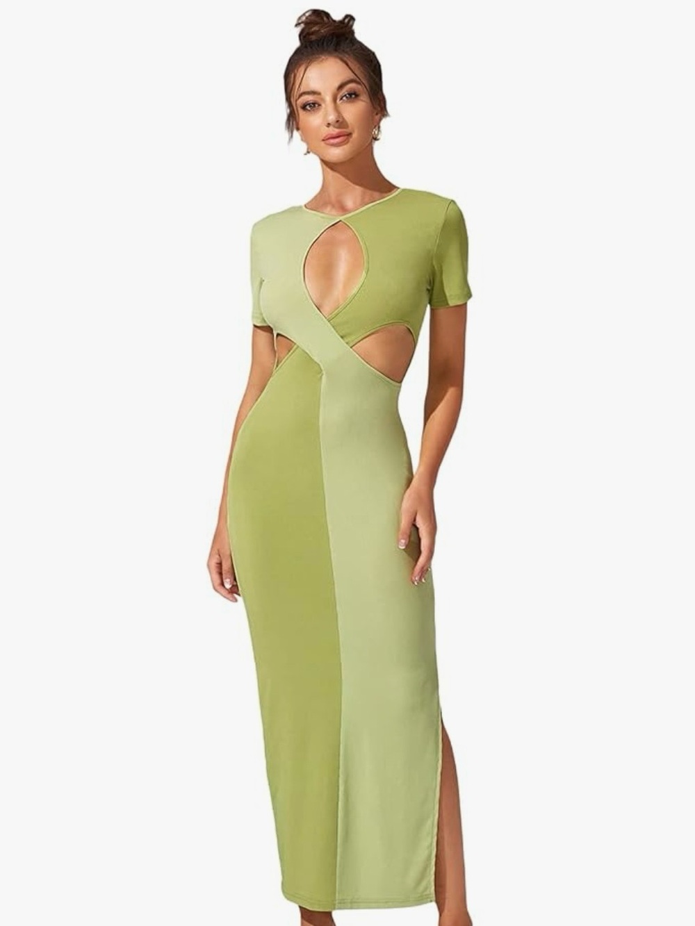 Cutout Midi Dress in Light Green - Modern Women's Dress